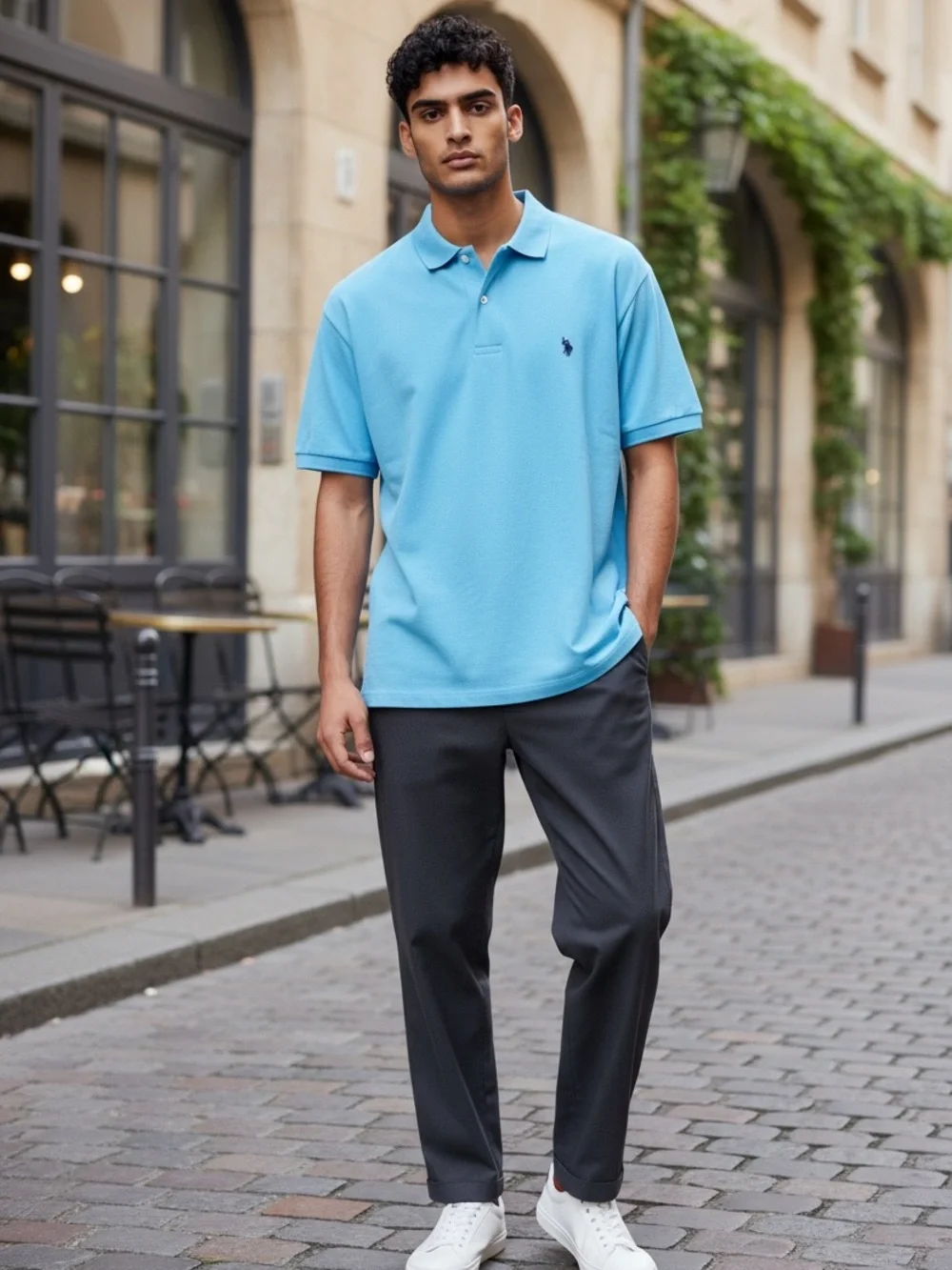 U.S Polo ASSN by Sky Blue Short-Sleeve Polo with Navy Pony XL